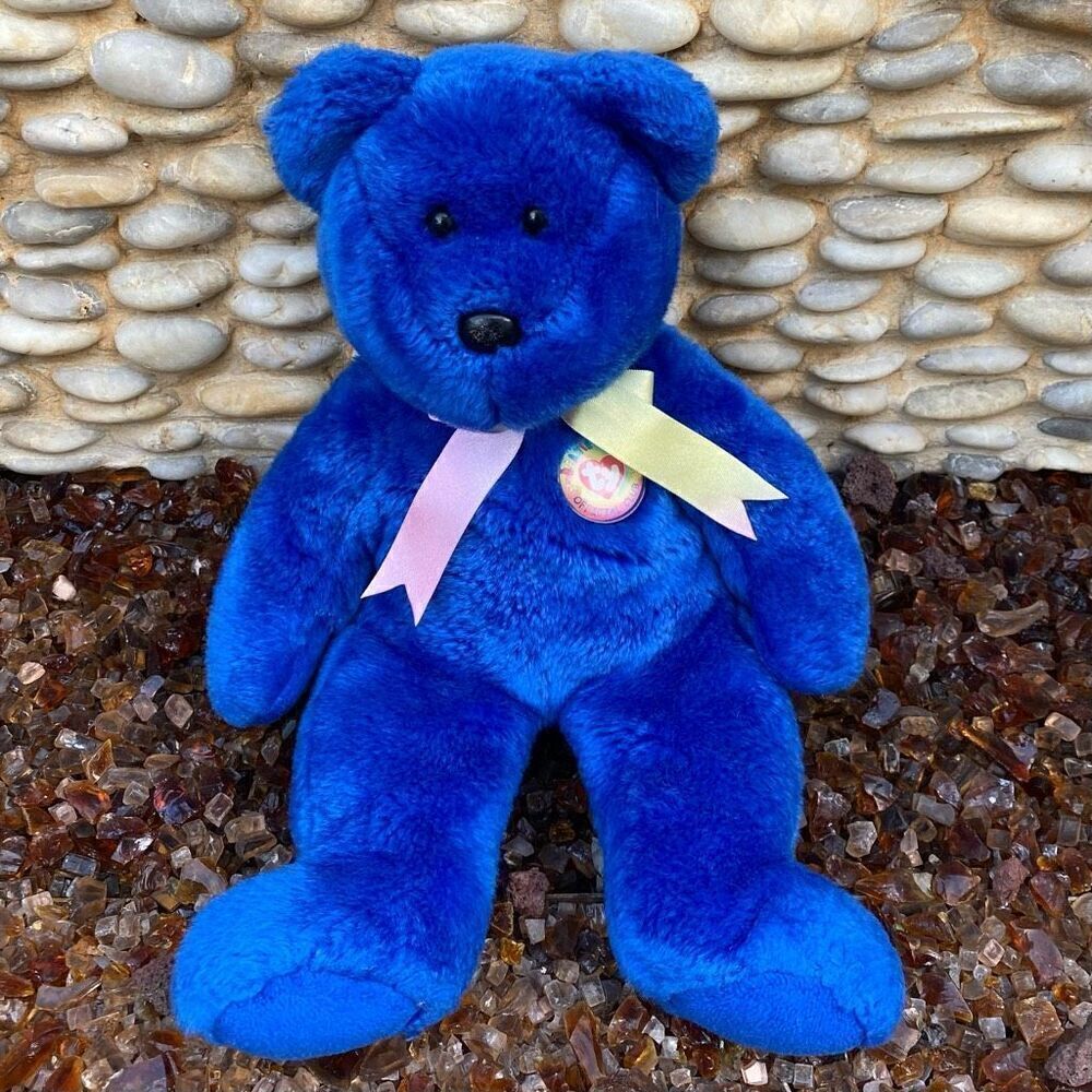 TY Kids' Beanie Buddies Blue Clubby Teddy Bear Stuffed Toy 100% Tylon